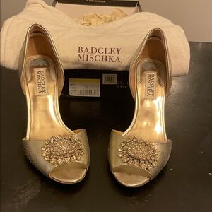 Badgley Mischka Gold Embellished Heels